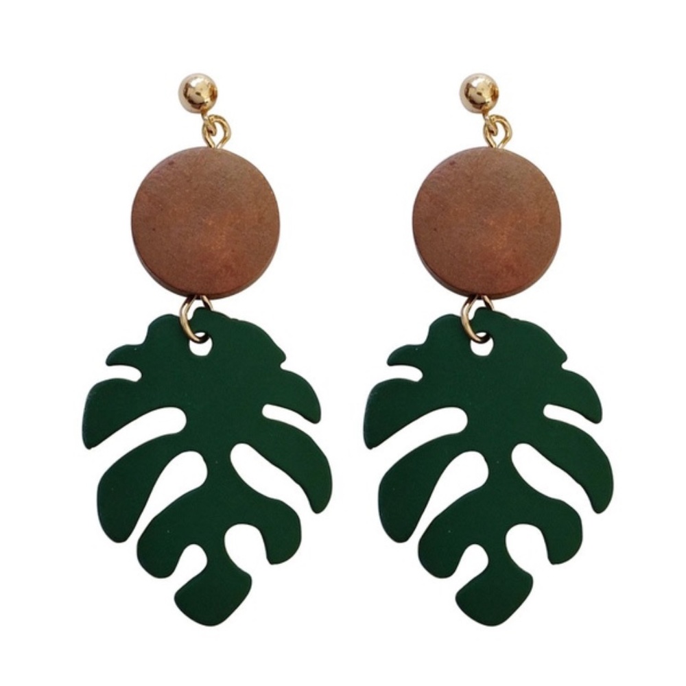 Tropical Wooden Drop Earrings - Summer Vibe